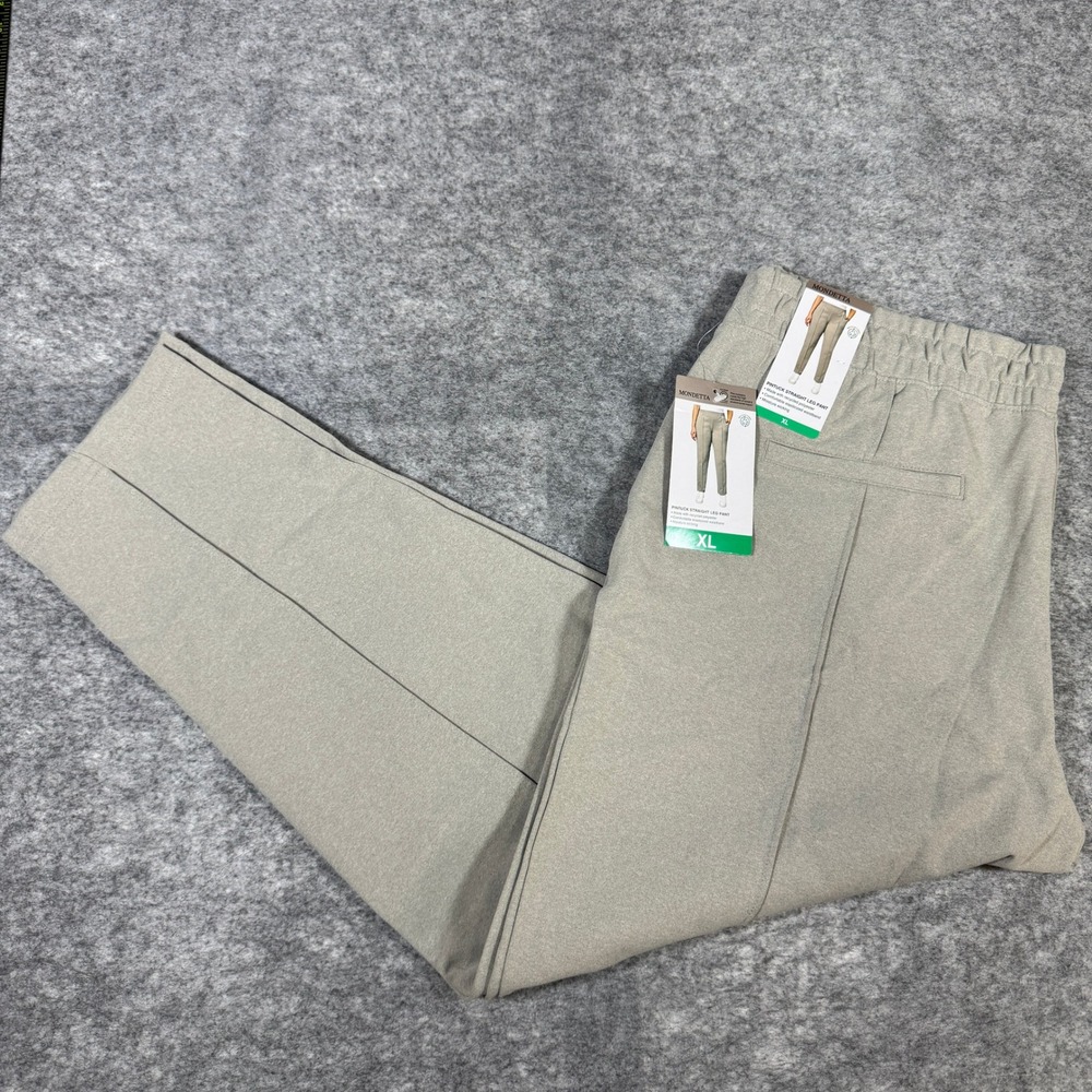 Mondetta Womens Pintuck Straight Leg Pants Taupe Gray XL NWT 1716719